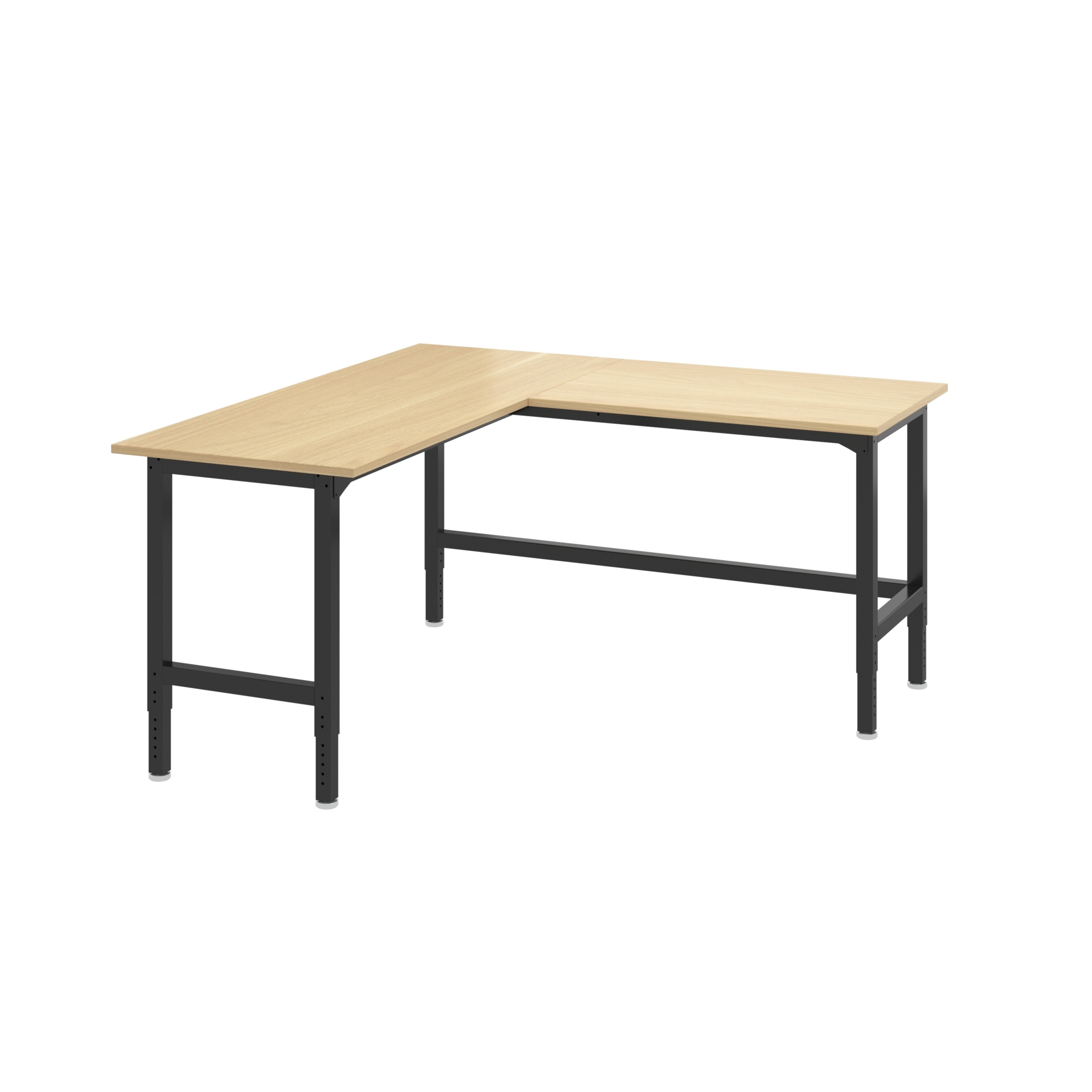 4Dock L-Shaped Industrial Workbench — 72in. x 72in., Adjustable Height, Heavy-Duty, Model# HD5LB-72RB